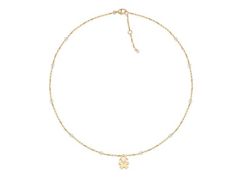 9KT YELLOW GOLD NECKLACE WITH PEARLS AND DIAMOND GIRL LE PERLE LE BEBE' LBB831